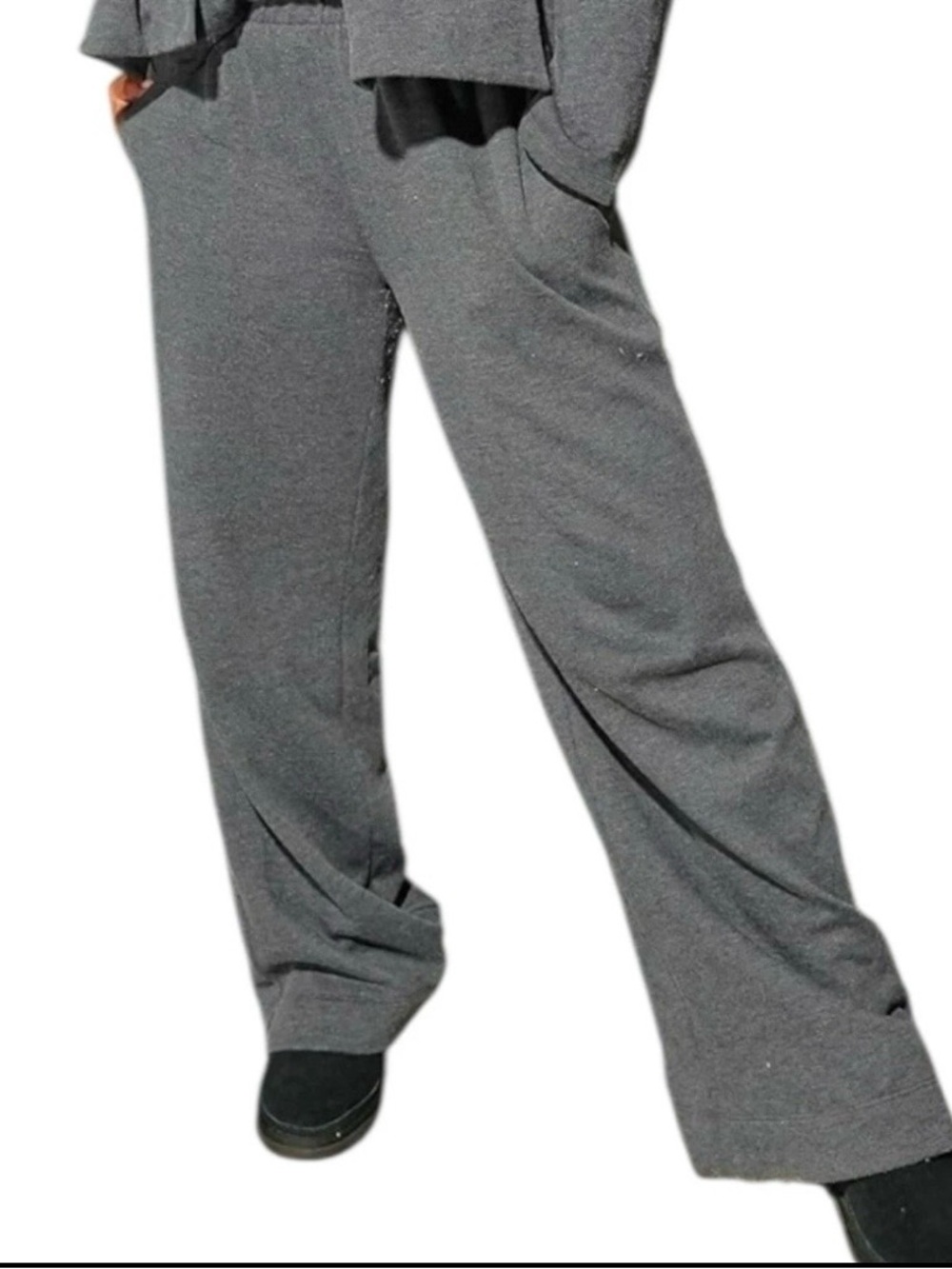 The Drop Charcoal Lounge Pants Women’s Large Wide Leg Charcoal Gray Pockets NWT